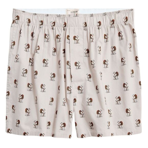 J. Crew Men’s Cotton Poplin Woven Boxer Briefs Camping Bear Graphic Print - Picture 1 of 3